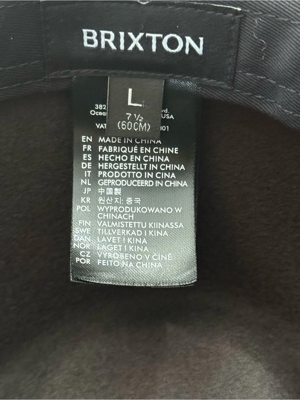 Brixton Wesley Packable Fedora in Washed Black with Black Leather Strap Sz Large